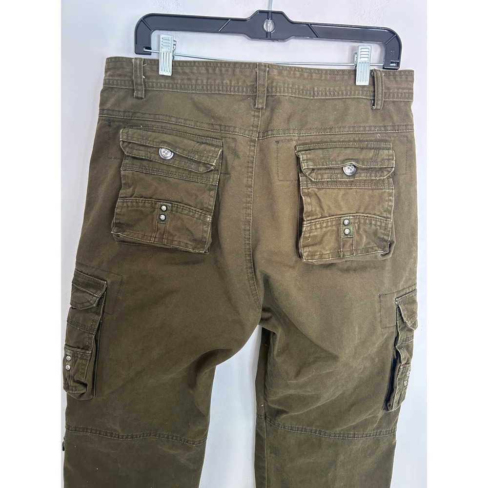 Olive Green Cargo Pants Multi Pocket Utility Streetwear Gorpcore Trousers Sx 34 - Picture 4 of 13